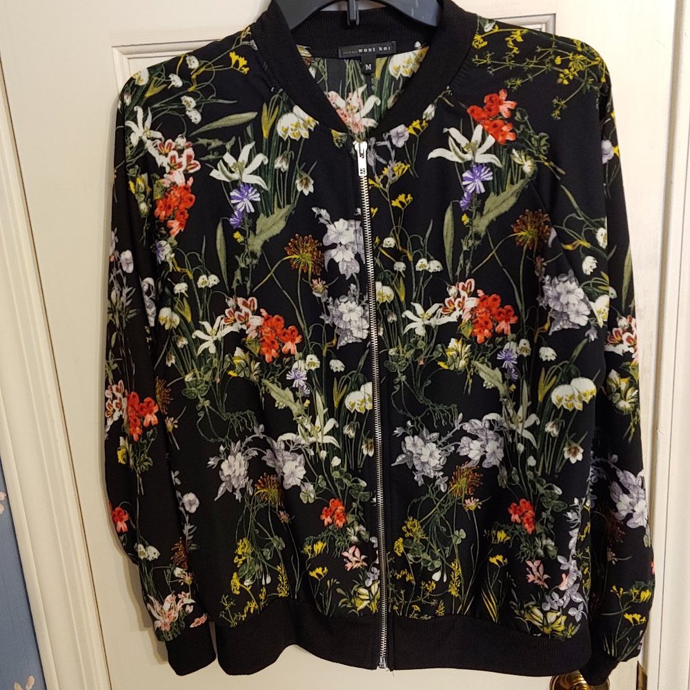 Silky zip front bomber jacket